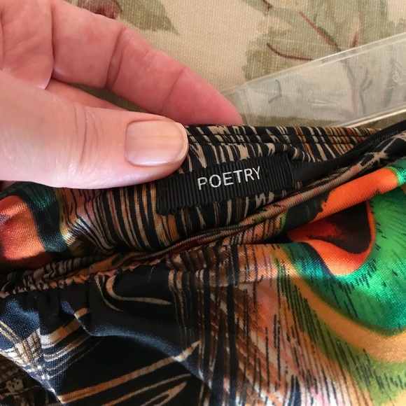 Strapless Maxi Peacock Print Dress by Poetry - Picture 5 of 6